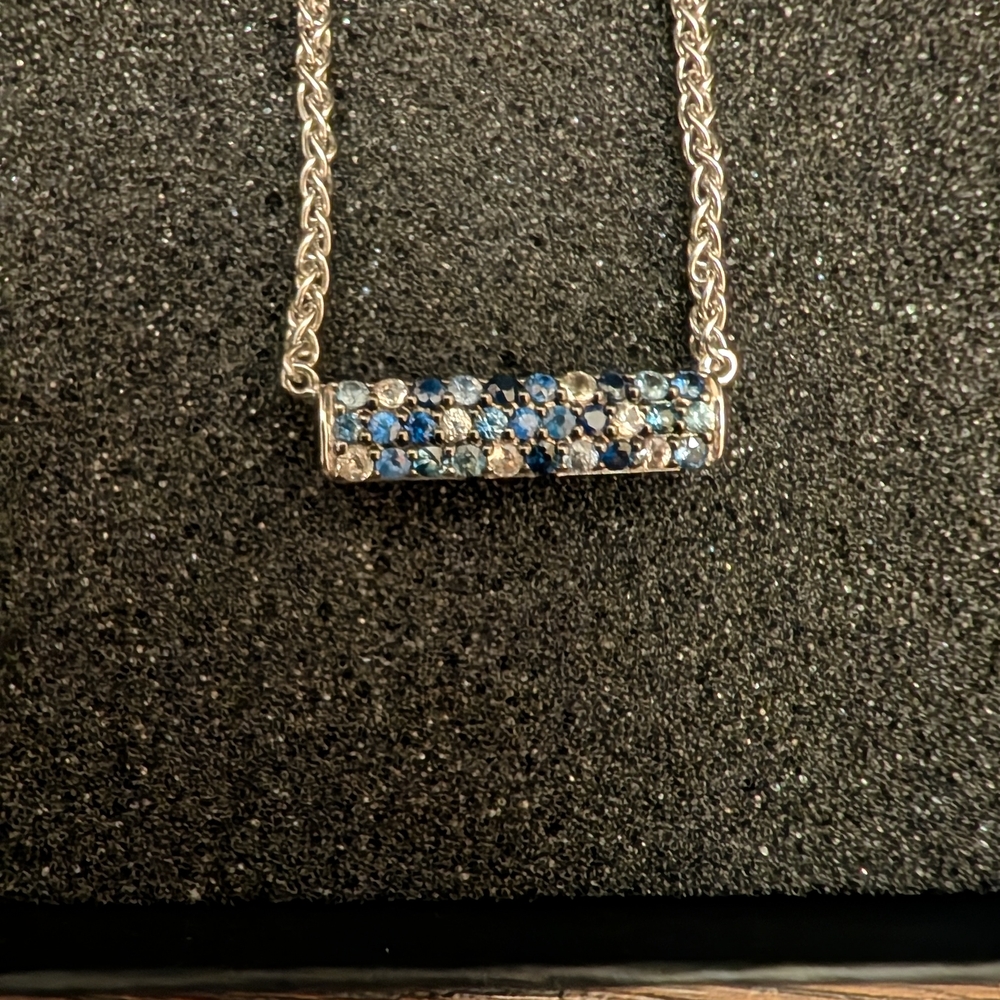 EFFY SPLASH Multi Sapphire Horizontal Bar 16" Pendant Necklace - NEW
